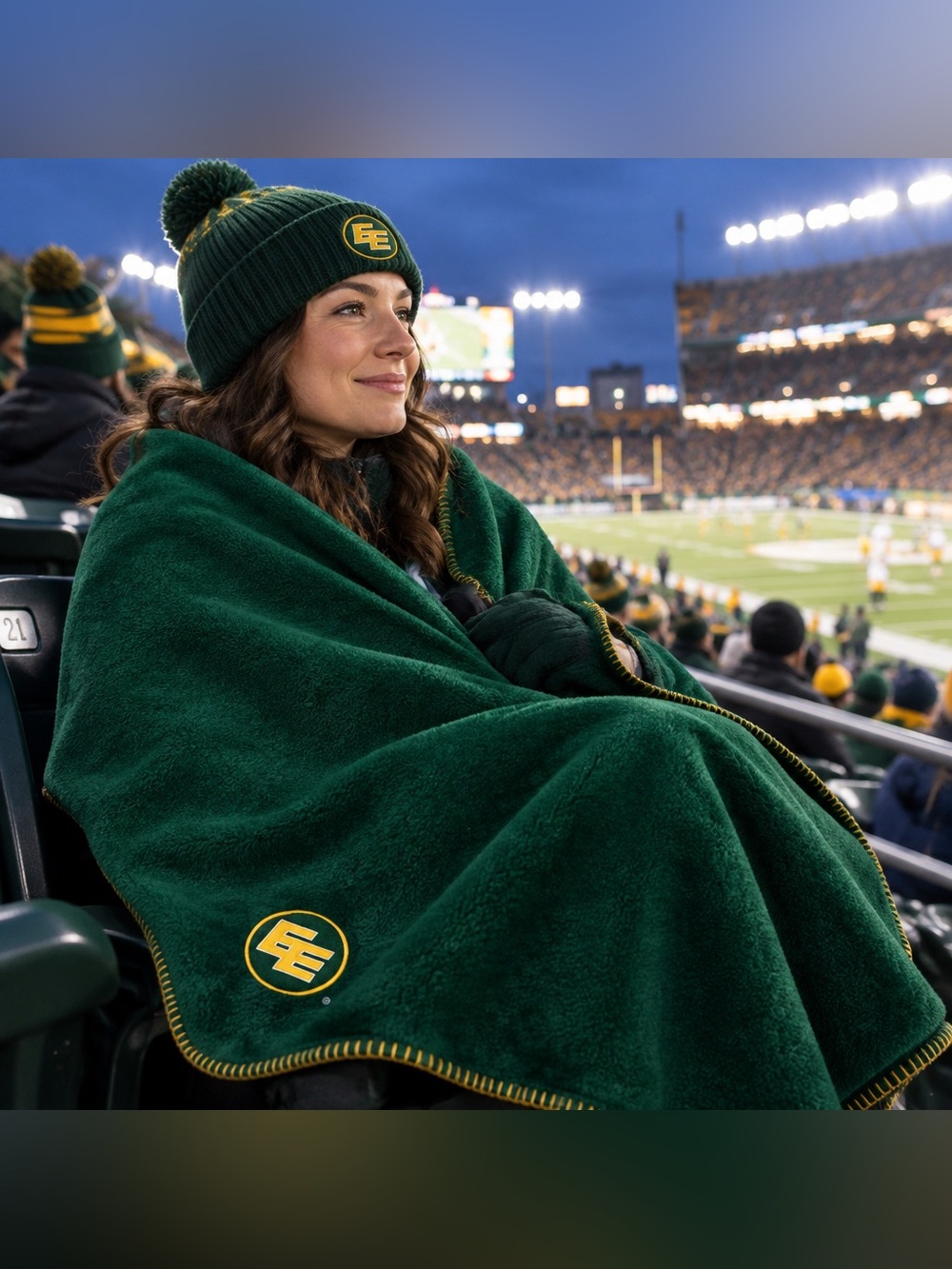 Vintage Edmonton Eskimos Stadium Throw Blanket